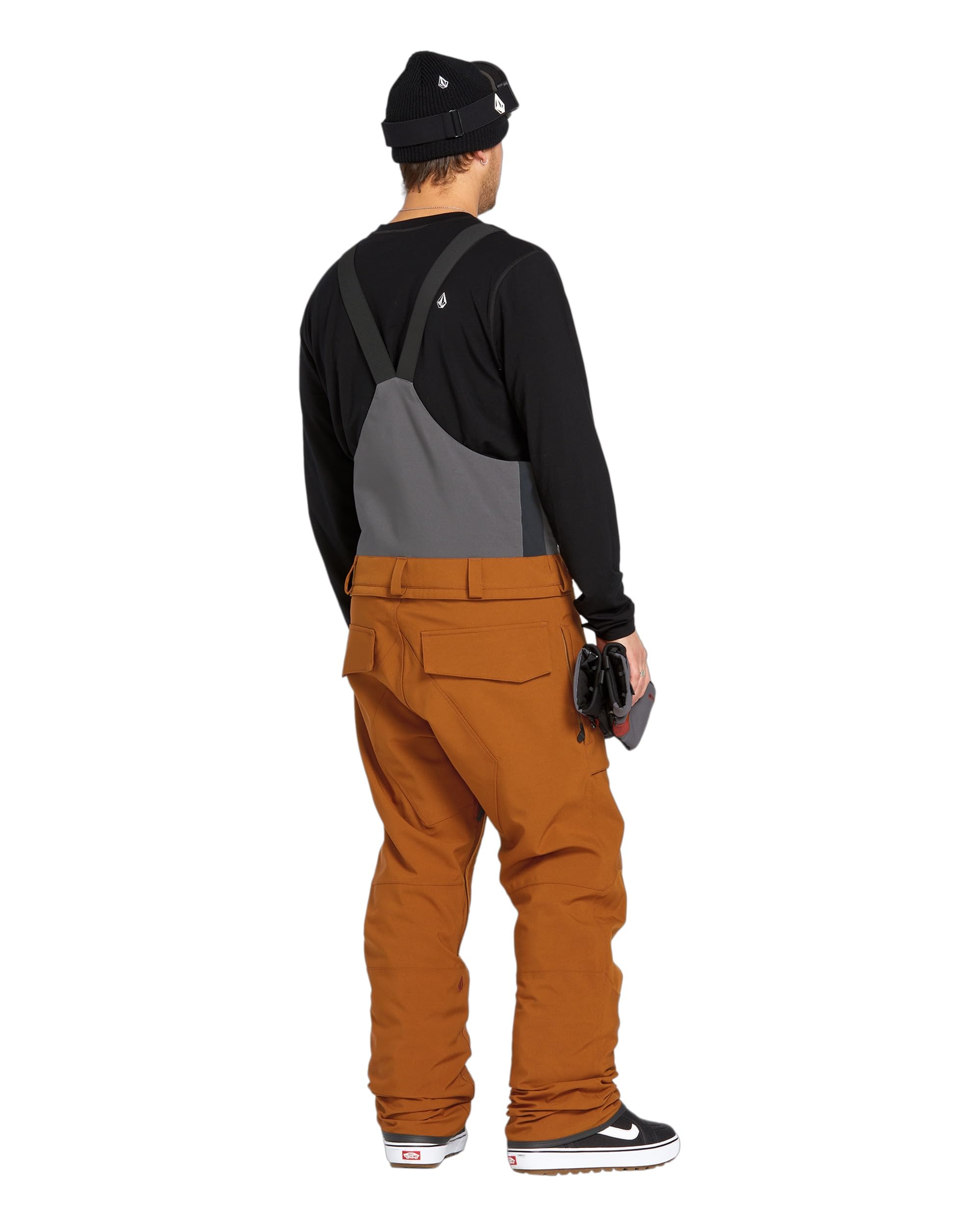 Volcom Men's Roan Bib Overalls - Caramel Denim Workwear Pants, Size S5 - Durable & Comfortable for Outdoor Work, Hiking & Casual Wear