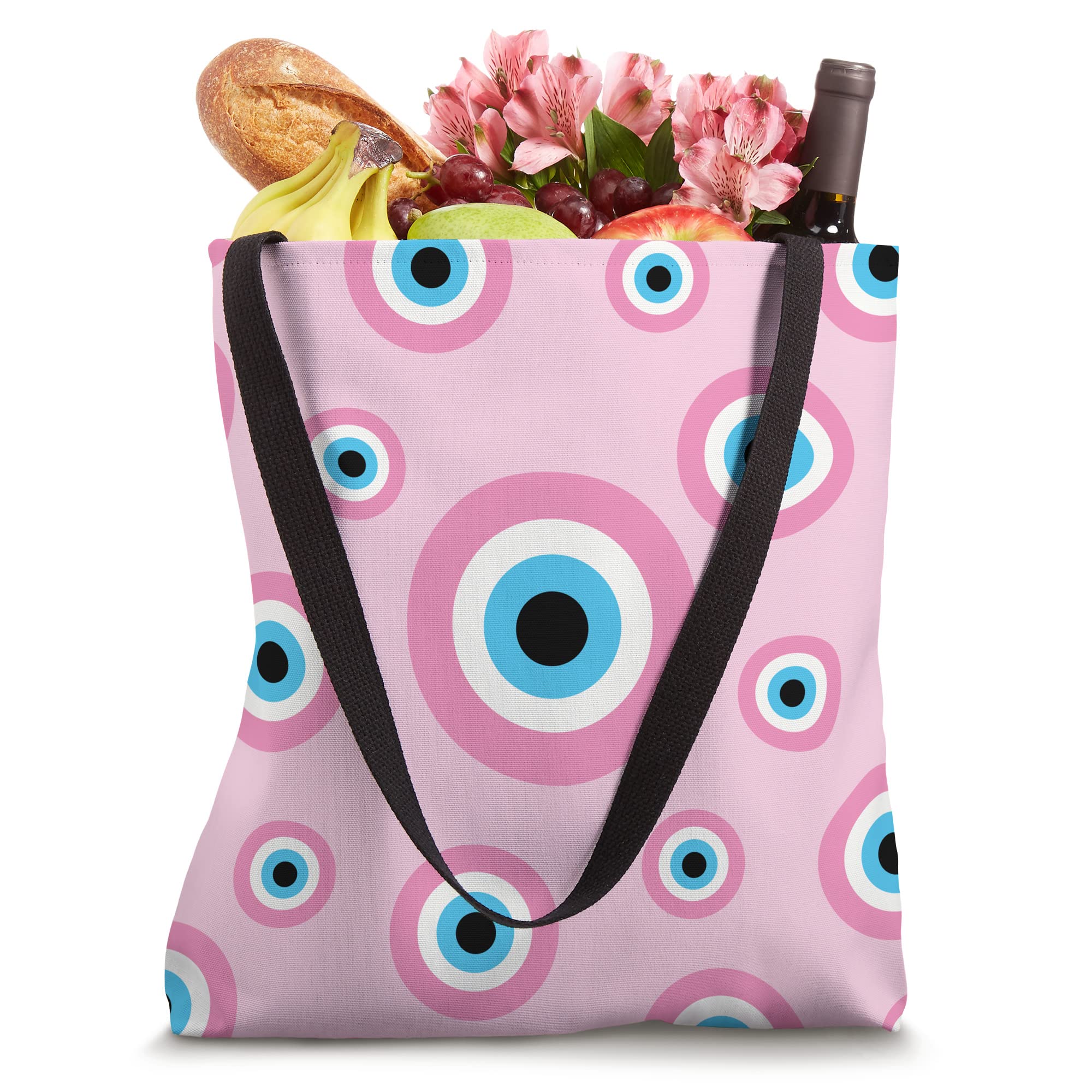 Trendy Hot Pink Aesthetic Evil Eye Tote Bag for Women - Stylish Preppy Shoulder Bag for College, Beach & Everyday Use