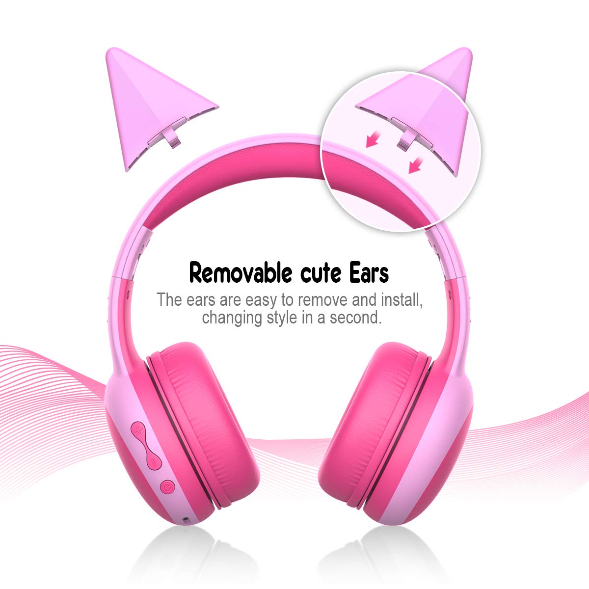 Gorsun Kids Bluetooth Headphones Wireless Over-Ear Headset with Microphone - Bluetooth 5.3, 85dB Volume Limited, 40H Playtime for Toddlers & Children (Pink) - Perfect for School, Travel & Online Learning