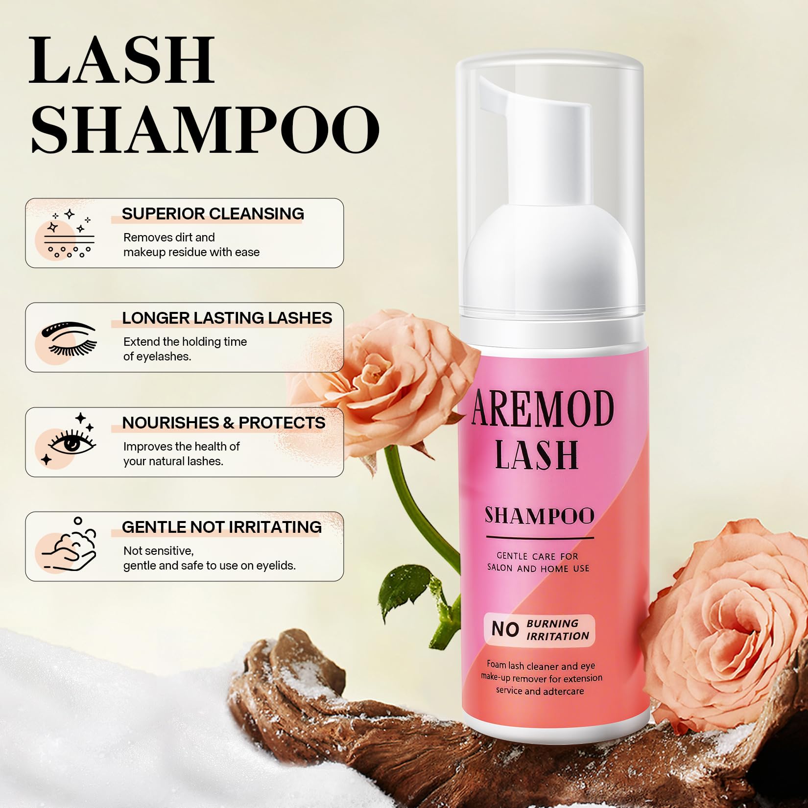 **Eyelash Extension Shampoo Kit with Foaming Brush & Lash Fan - 60ML Gentle Lash Cleanser for Extensions, Makeup Remover & Eyelid Care (Black) | Perfect for Lash Bath, Salon Use & Daily Eyelash Hygiene**