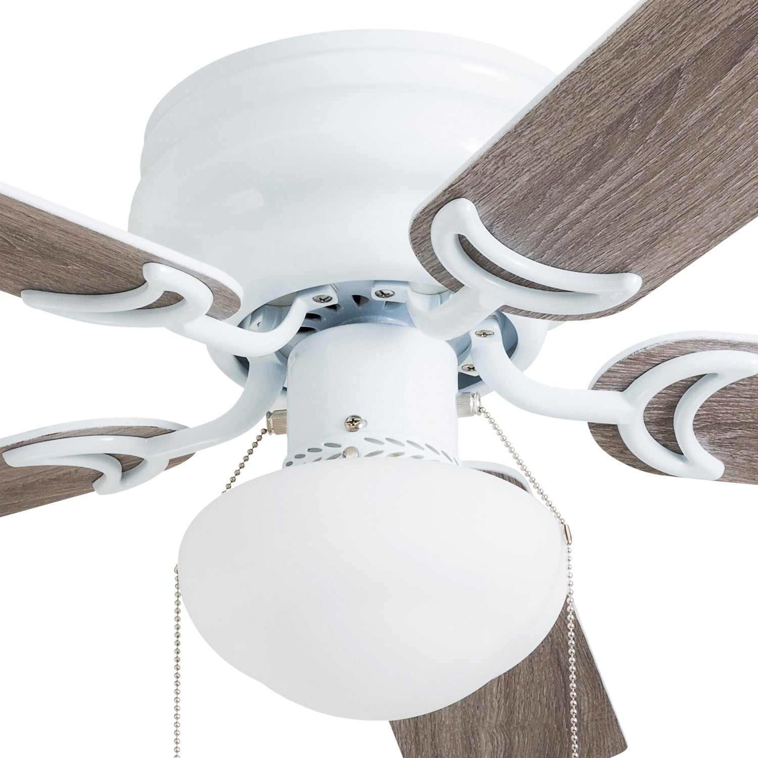 42 Inch Alvina White Ceiling Fan with Pull Chain - Modern Indoor Cooling Fan for Living Room, Bedroom, and Office