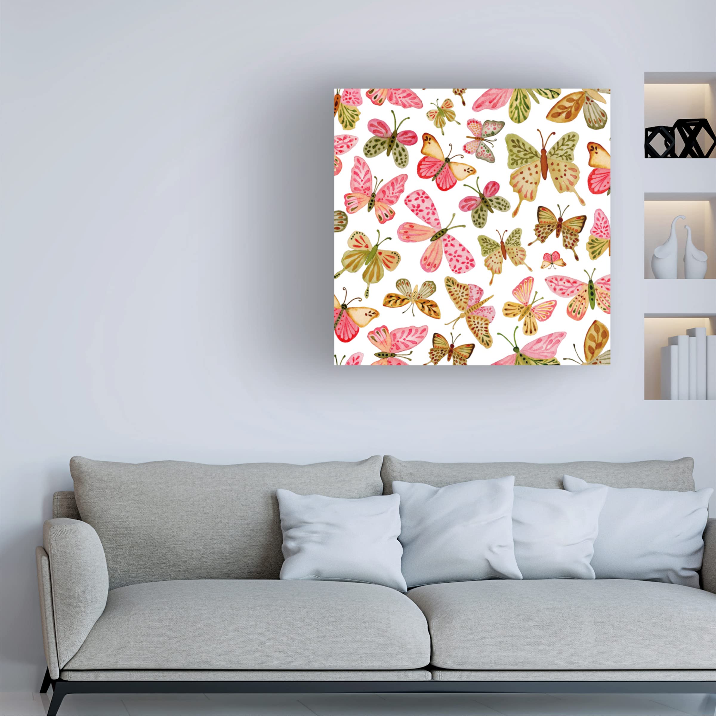 Bright Pink Butterflies Canvas Wall Art by Yachal Design - Modern Home Decor for Living Room, Bedroom & Office