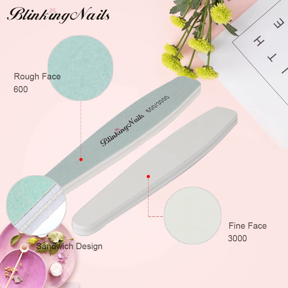 Professional Nail Buffer Block & Shine Kit - 600/3000 Grit Nail File, Smoother, and Polisher for Perfectly Smooth & Shiny Nails | Ideal for Home Manicures, Salon Use & DIY Nail Care