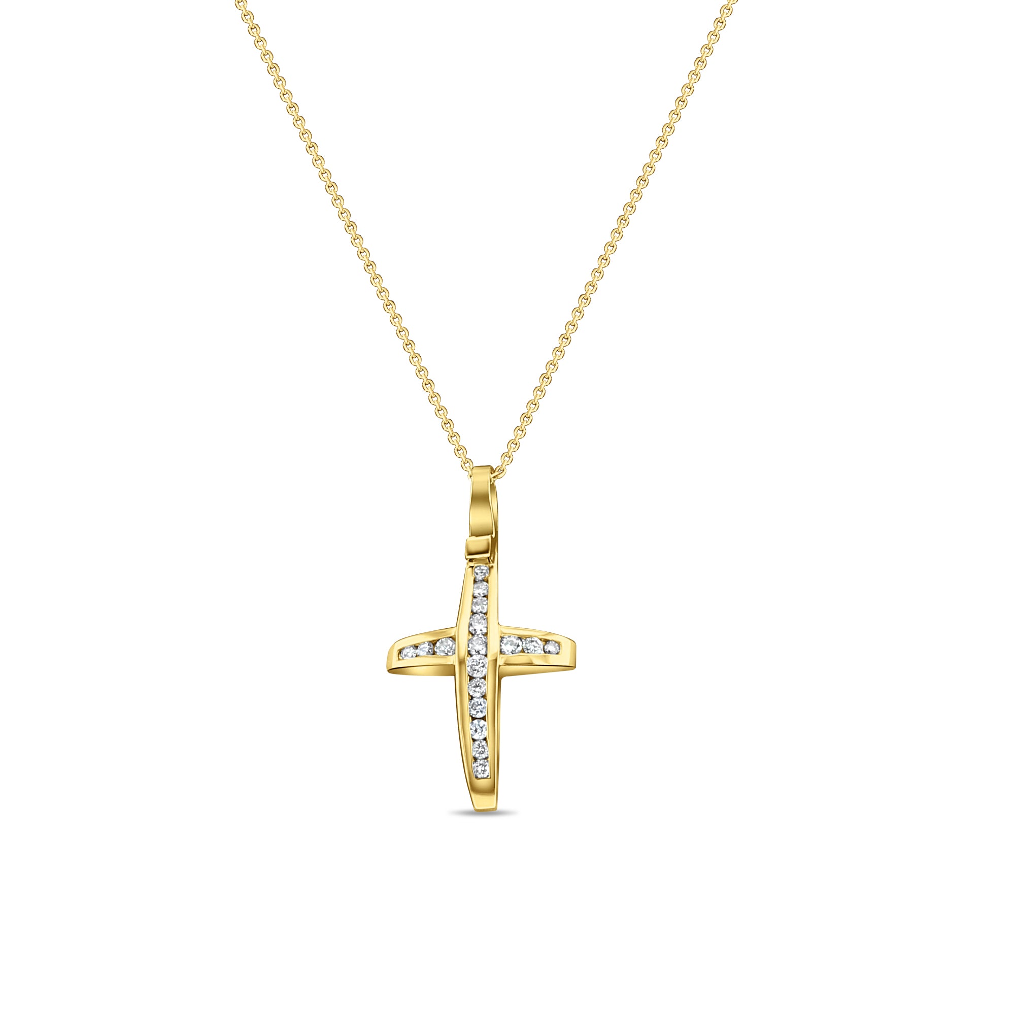 1/2 Carat Channel Set Diamond Cross Pendant in 14k Yellow Gold - Perfect for Gifts, Weddings & Everyday Elegance
