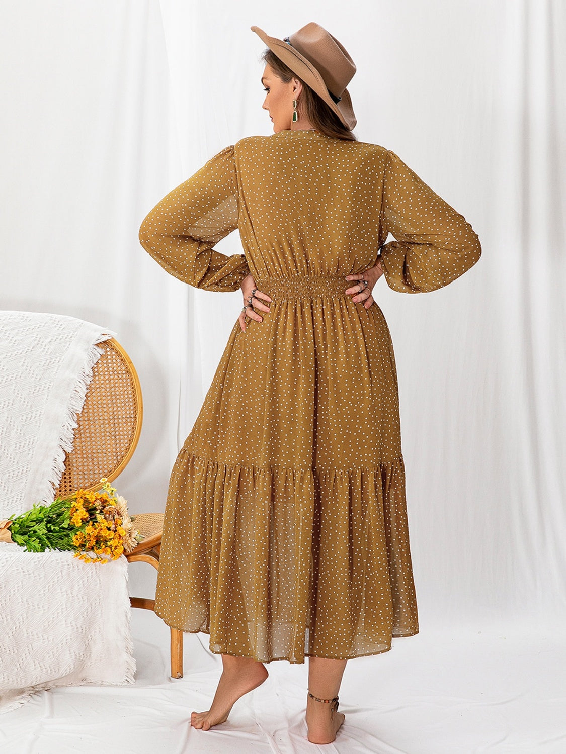 Plus Size Balloon Sleeve Maxi Dress for Women - Flowy Long Sleeve Elegant Party Gown - Perfect for Weddings, Evening Events & Special Occasions
