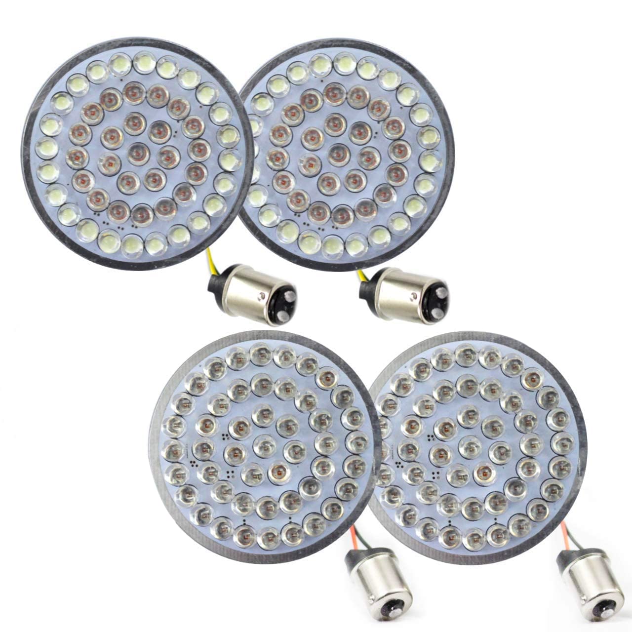 Eagle Lights 8748TS-1156R-4-S 2 Inch LED Turn Signal Kit for Harley Davidson Motorcycles - Front 1157 & Rear Red 1156 Bulbs with Smoked Lenses - Perfect for Daytime Visibility and Night Riding Safety