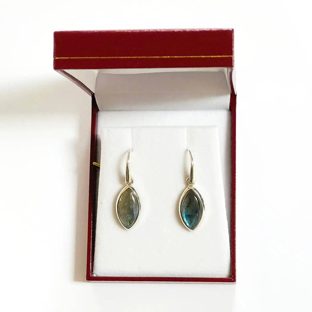 Labradorite Sterling Silver Earrings for Women - Natural Gemstone Dangle Earrings for Everyday Wear & Special Occasions