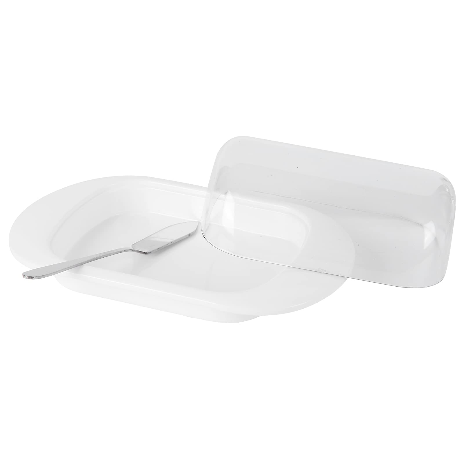Portable Plastic Butter Dish with Lid - Refrigerator & Countertop Storage Container - White Butter Keeper for Freshness - Perfect for Kitchen, Dining, and Picnic Use