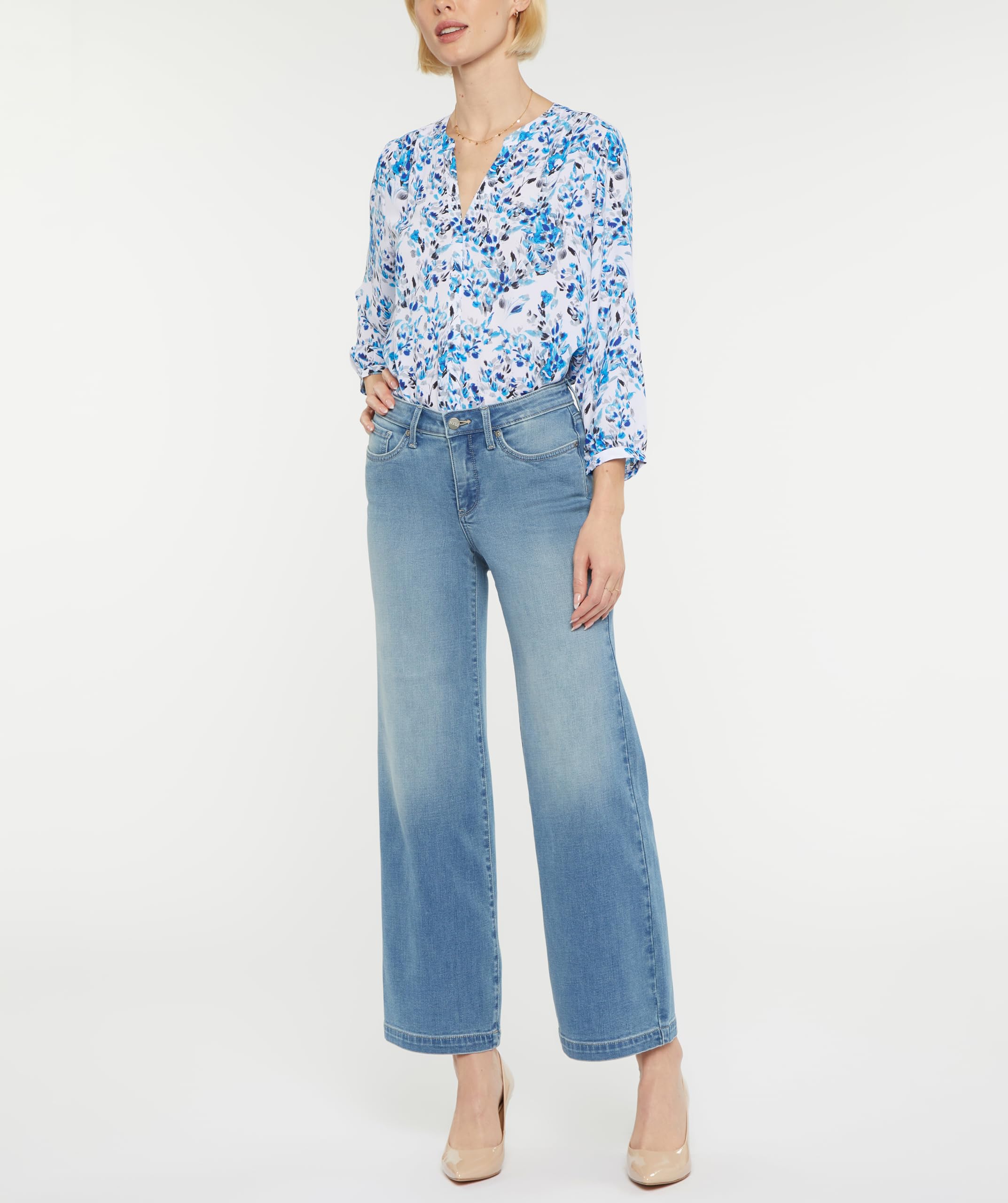 NYDJ Women's Teresa Wide Leg Ankle Jeans - Comfort Stretch Denim Pants for Casual & Office Wear | Perfect for Work, Travel & Everyday Outfits