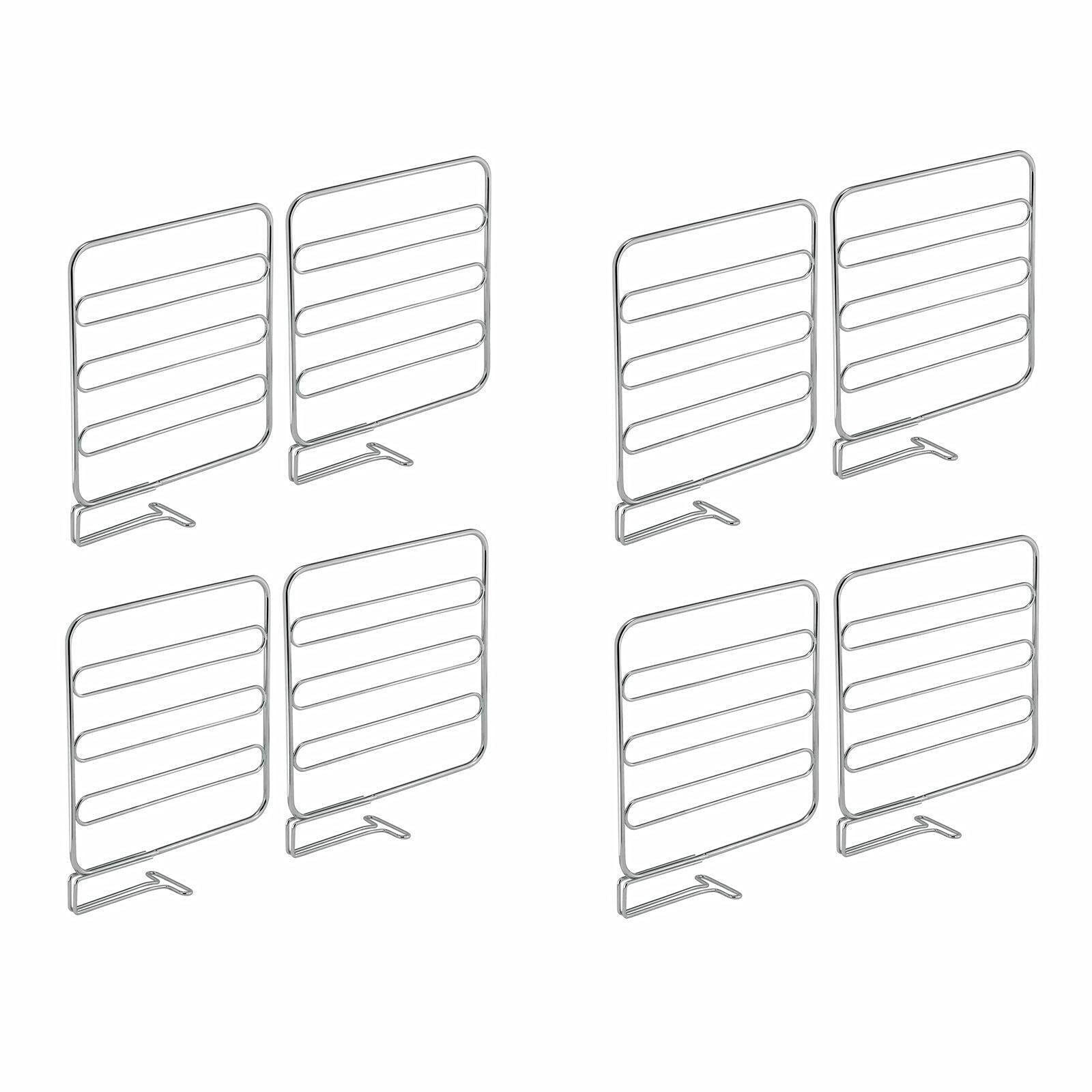 PODB 8-Pack Chrome Metal Wire Closet Shelf Dividers & Organizers - Versatile Storage Solutions for Closet, Drawer, Bathroom & Kitchen Cabinet Organization (Perfect for Clothes, Towels & Household Items)