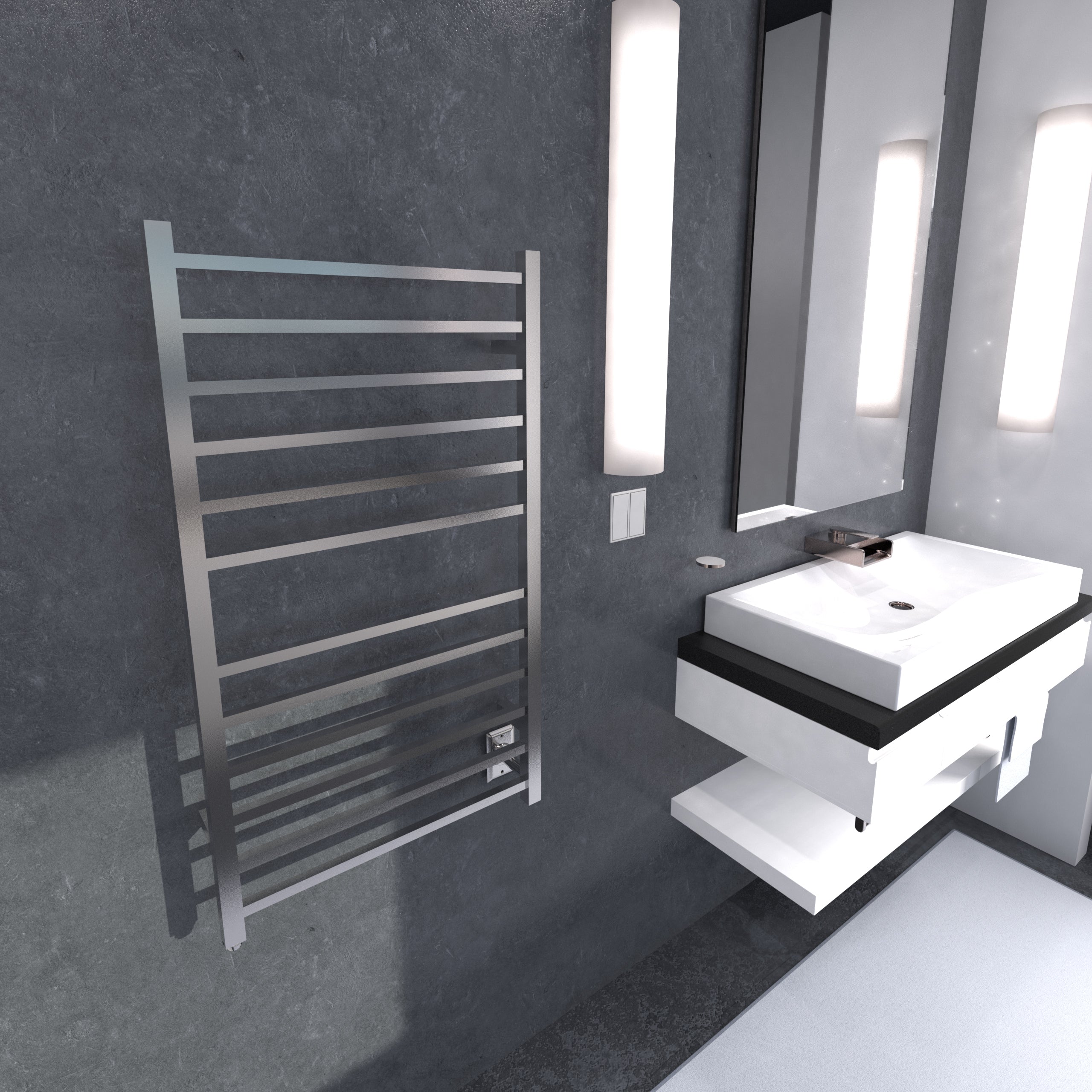 Amba RSWHL Radiant Large Hardwired Square Towel Warmer - Premium Bathroom Heated Towel Rack for Spa, Luxury Home & Hotel Use