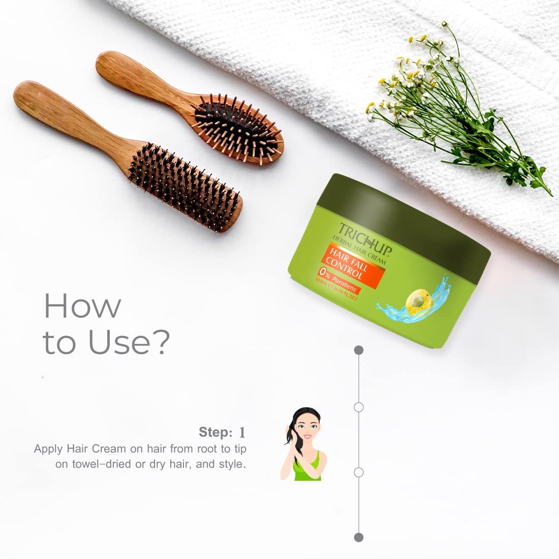 Trichup Hair Fall Control Herbal Hair Cream with Amla, Licorice & Bhringaraj - Repairs & Nourishes Damaged Hair - 200ml - Best for Hair Growth, Thinning Hair & Scalp Care - Perfect for Daily Hair Treatment at Home & Salon