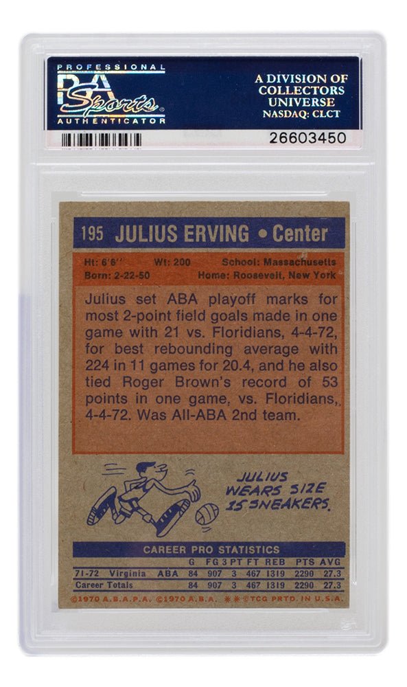 1972 Topps Julius Erving #195 Virginia Squires Rookie Basketball Card PSA EX 5 - Perfect for NBA Memorabilia Collectors & Sports Fans Display