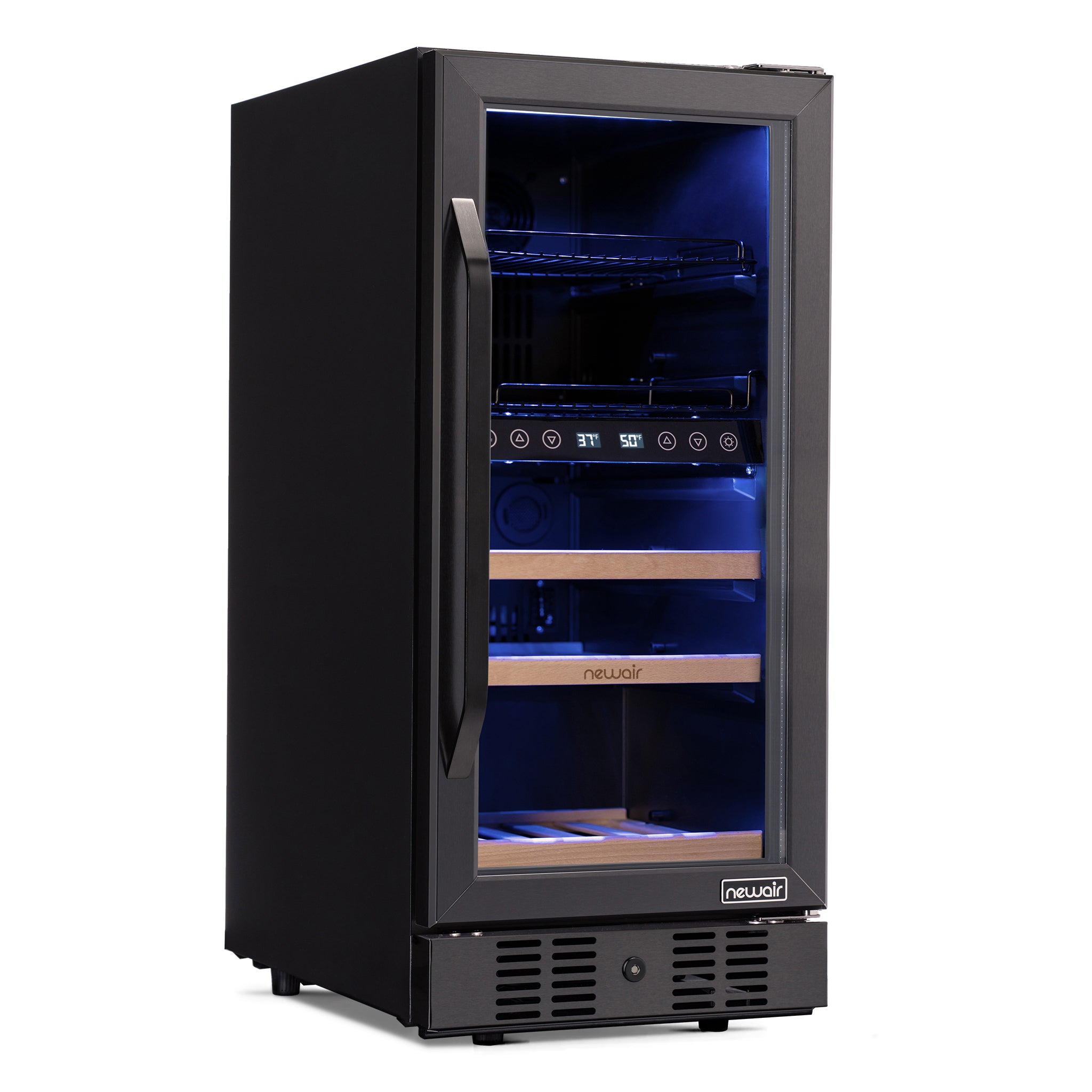 Newair® 48 Can 13 Bottle Built-in Dual Zone Black Beverage Refrigerator - Perfect for Home Bars, Offices, and Entertaining Spaces