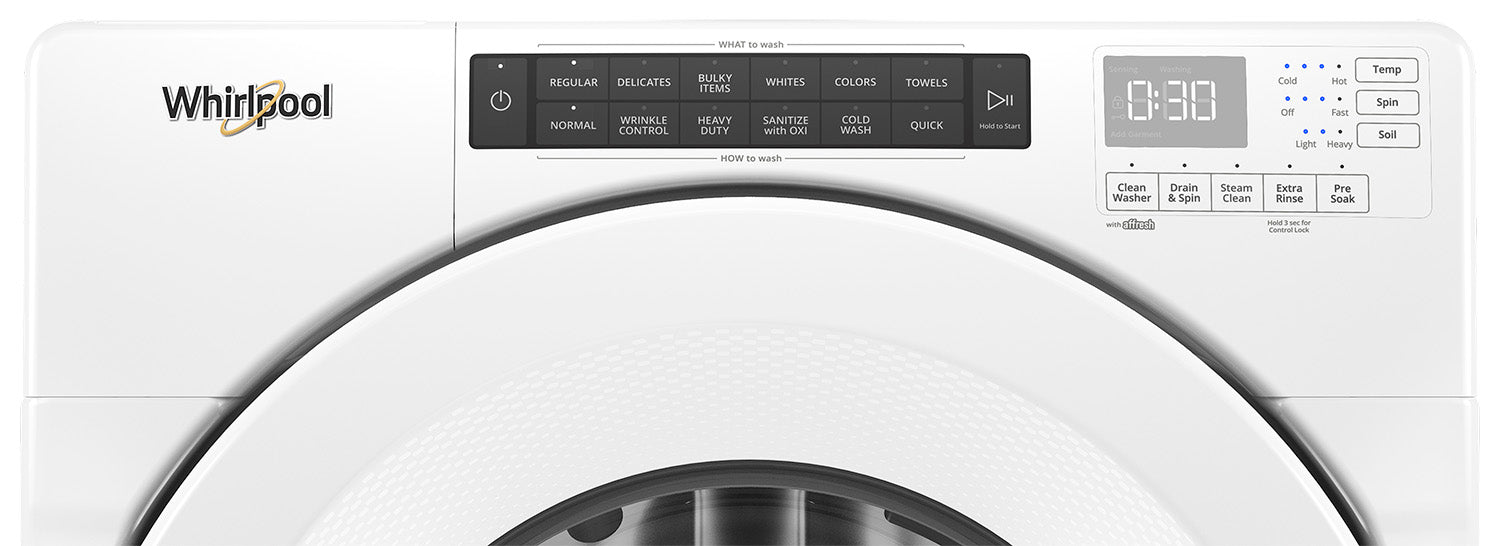 Whirlpool White Front Load Washer 5.0 cu. ft. & Gas Dryer 7.4 cu. ft. WFW560CHW/WGD560LHW - Perfect for Laundry Rooms & Energy-Efficient Home Use