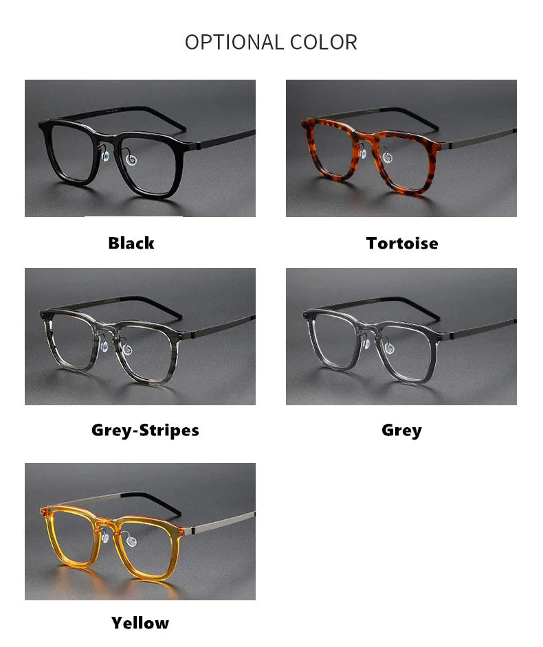 Aimee Men's Full Rim Square Screwless Titanium Acetate Eyeglasses Frame 1263 - Lightweight Durable Glasses for Work, Reading & Everyday Use