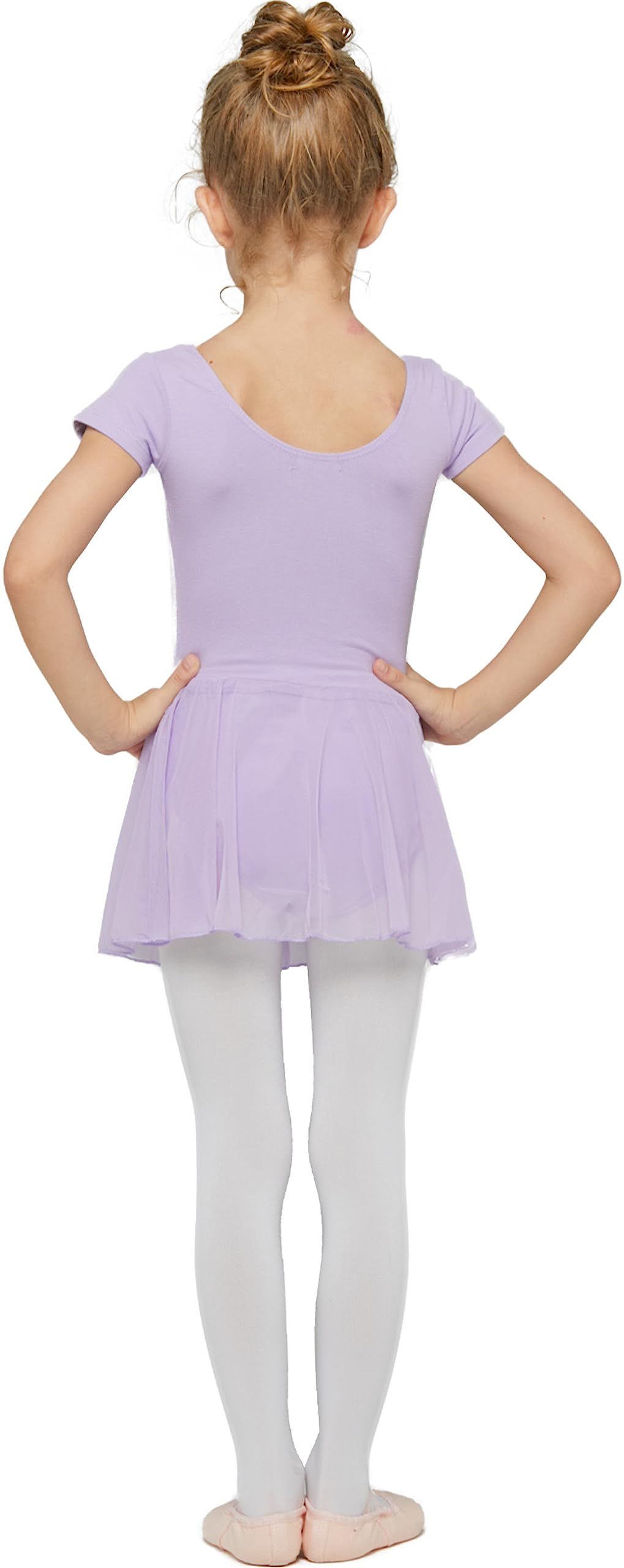 MDNMD Toddler Ballet Leotard with Skirt - Girls Dance Leotard & Tutu Outfit for Ballet, Gymnastics, Recital - Classic Short Sleeve Ballerina Dress for Toddler Dance Class & Performance