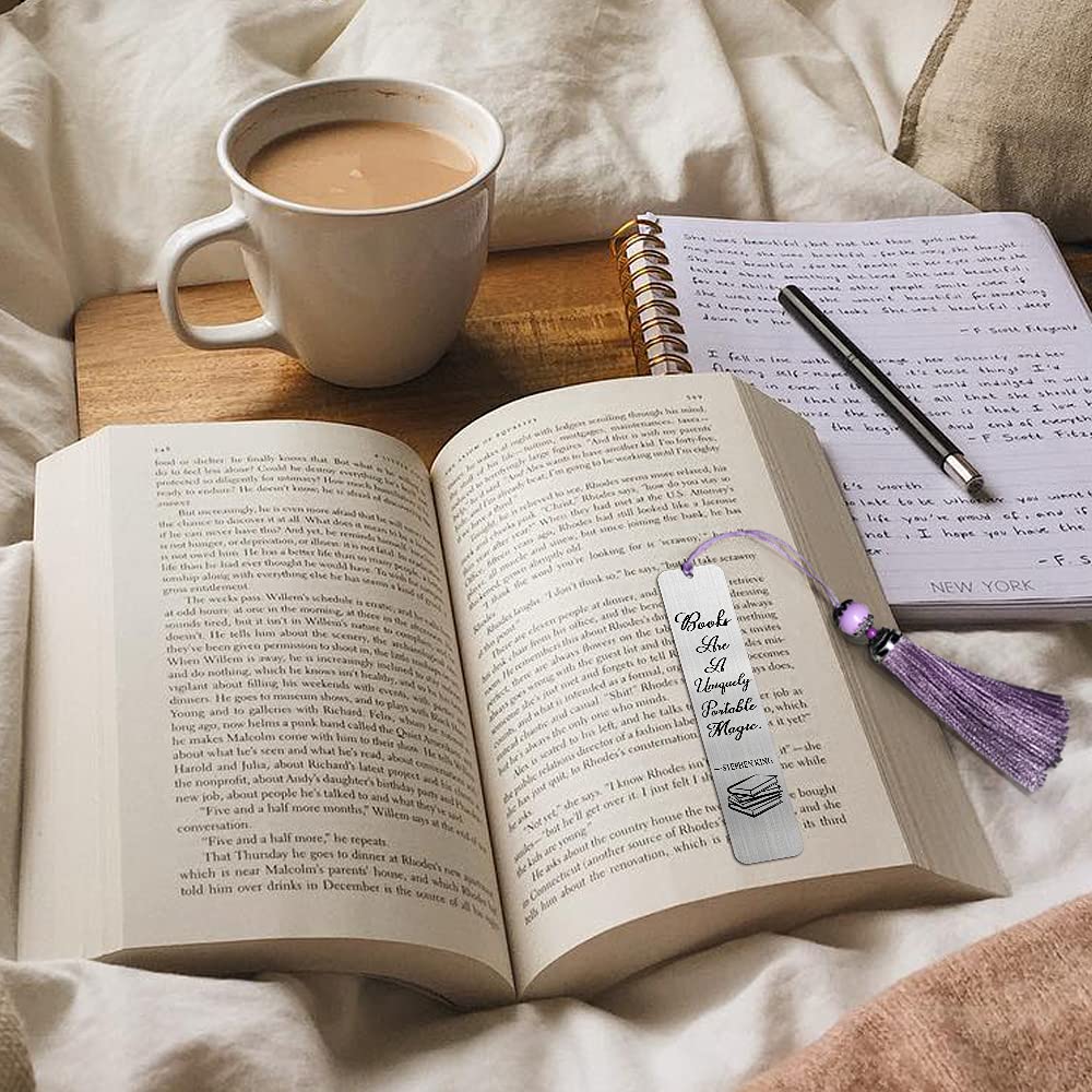 Stainless Steel Engraved Bookmark - Unique Portable Magic Bookmark for Women, Book Lovers & Librarians - Funny Book Accessory Gift for Best Friends, Teachers Birthday - Perfect for Reading, Book Clubs & Gifting