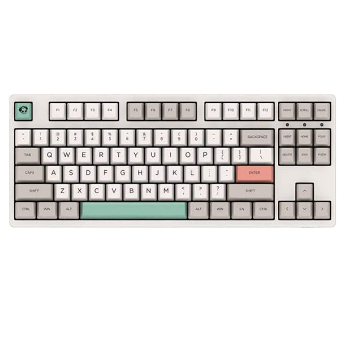 TQBLK 87-Key Mechanical Gaming Keyboard with Red Switches - Wired Retro Style Keyboard with PBT Sublimation Keycaps for PC, Mac, Office & Typing - Perfect for Gamers, Programmers & Writers