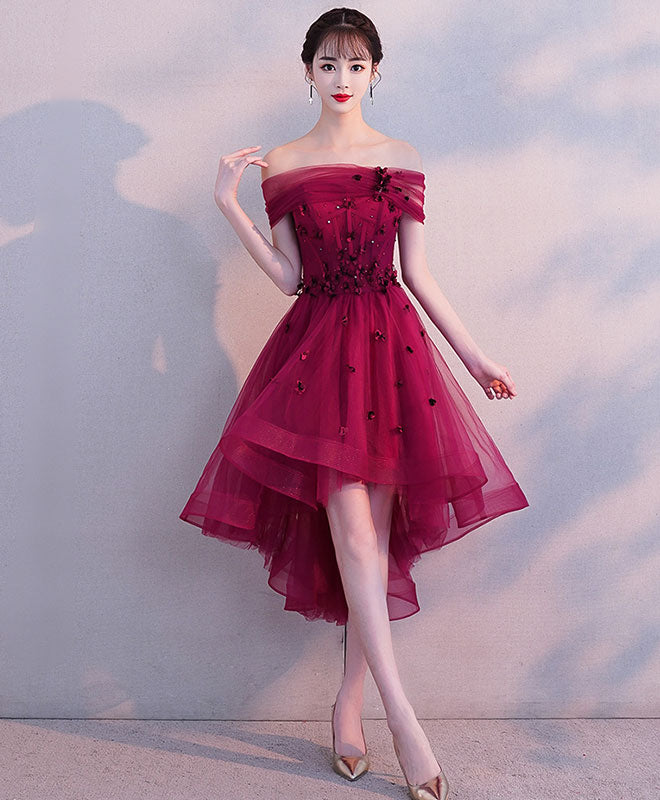 Elegant Burgundy Tulle Short Prom Dress | Homecoming Party Dress for Teens | Perfect for Dances, Formals & Special Occasions