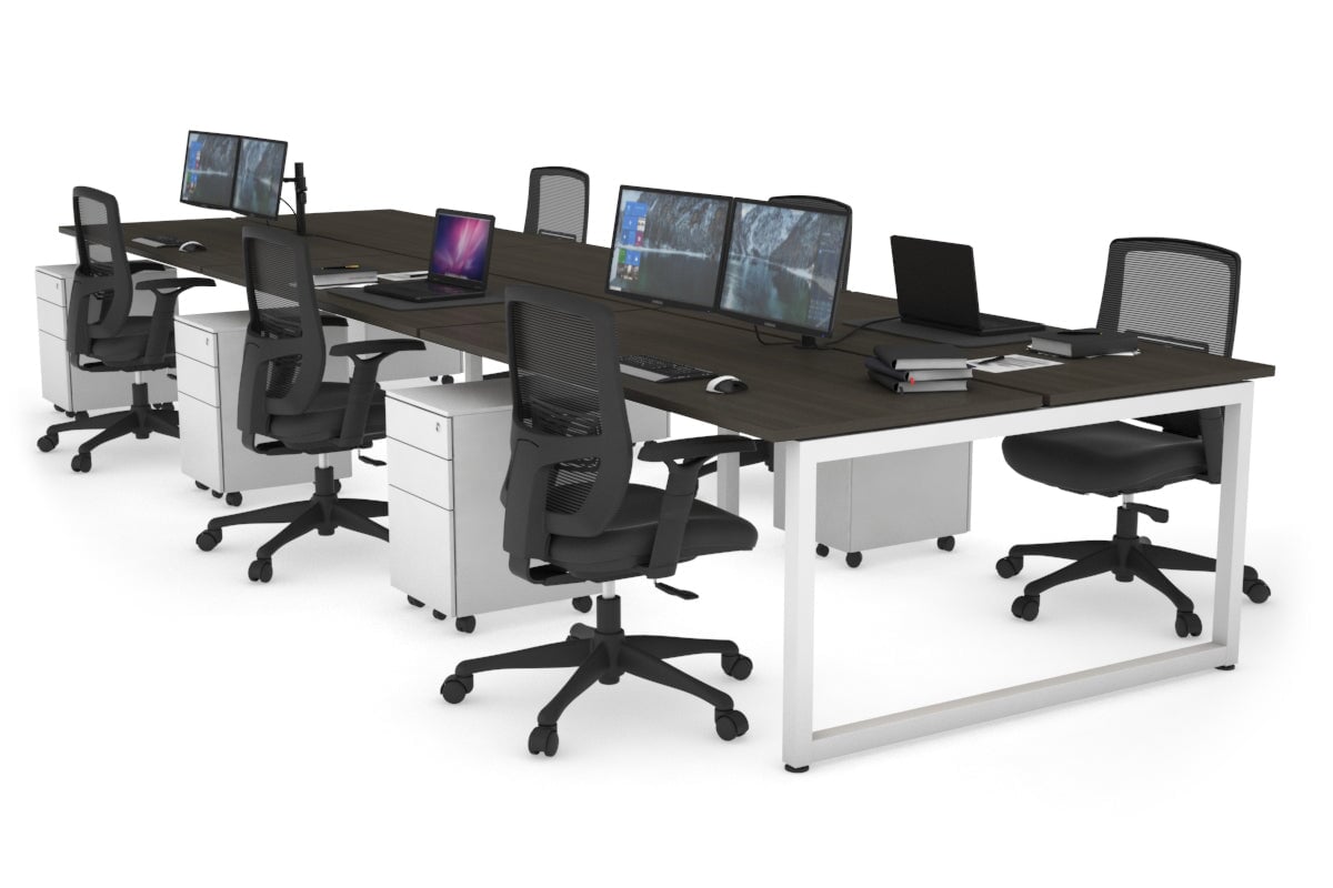 Quadro Loop Legs 6-Person Office Workstation Desk - 1400L x 700W Dimensions - Perfect for Collaborative Workspaces & Team Projects