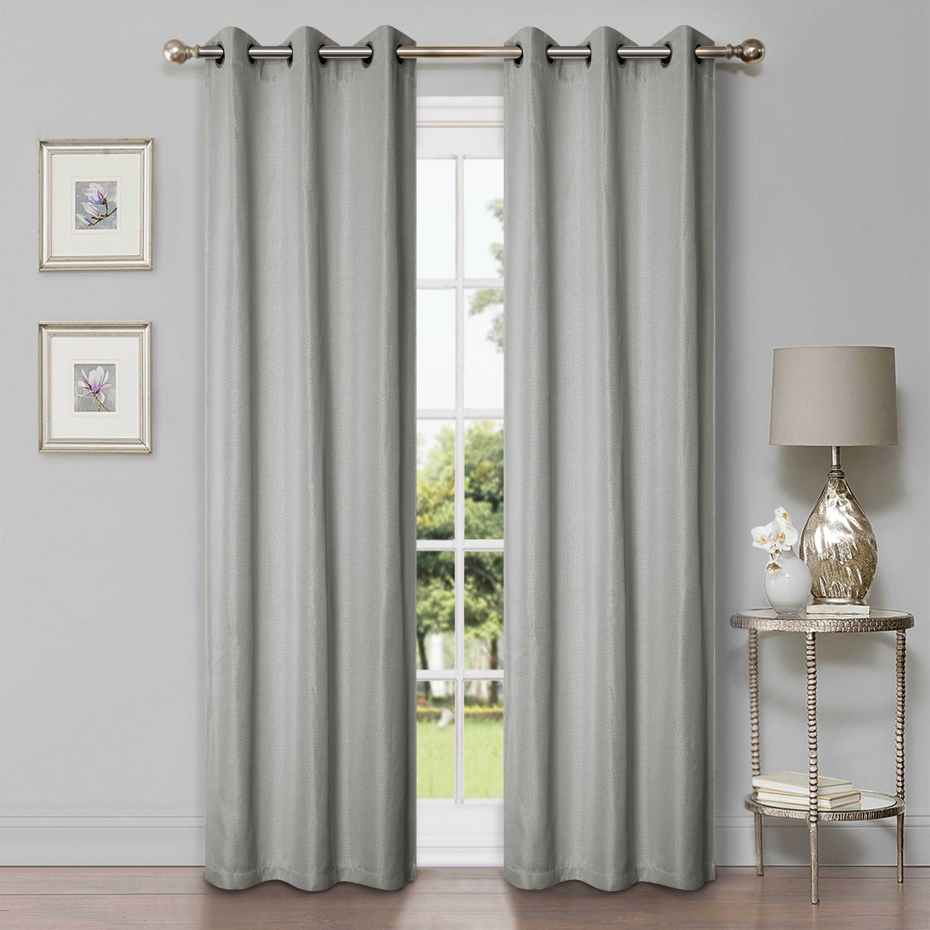 Linen Pattern Blackout Curtains Set of 2 - 42 Inch Washable Thermal Insulated Window Drapes for Bedroom & Living Room - Light Blocking Room Darkening Curtain Panels for Better Sleep & Privacy