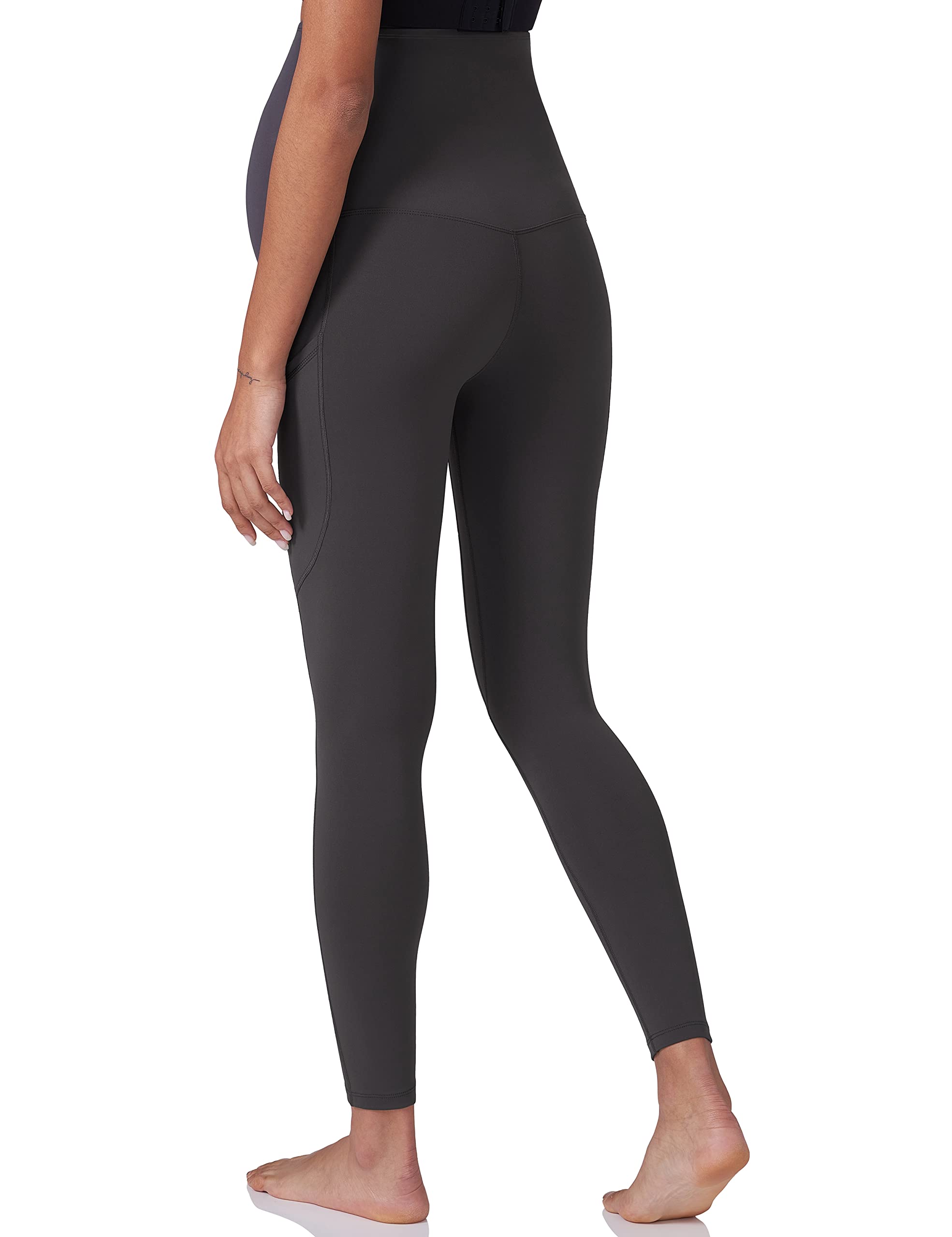 POSHDIVAH Women's Maternity Yoga Pants - Over The Belly Pregnancy Workout Leggings with Pockets - Soft Stretchy Activewear for Gym, Running & Daily Wear