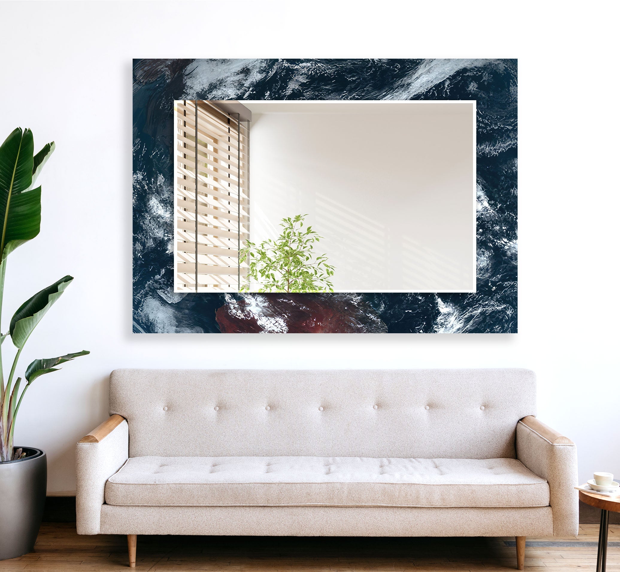 Stylish Black and White Wall Mirror - Modern Home Decor for Living Room, Bedroom, or Bathroom - Perfect for Selfies, Vanity, and Interior Design