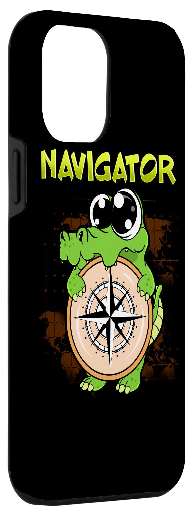 iPhone 12 Pro Max Case - Cute Alligator Holding Compass Design | Funny Navigator Pun Phone Cover | Perfect for Travel, Adventure & Outdoor Enthusiasts