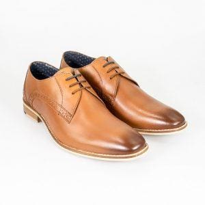 Premium Cavani John Tan Men's Genuine Leather Dress Shoes - Comfortable Business Formal & Wedding Shoes for Office, Parties & Special Occasions