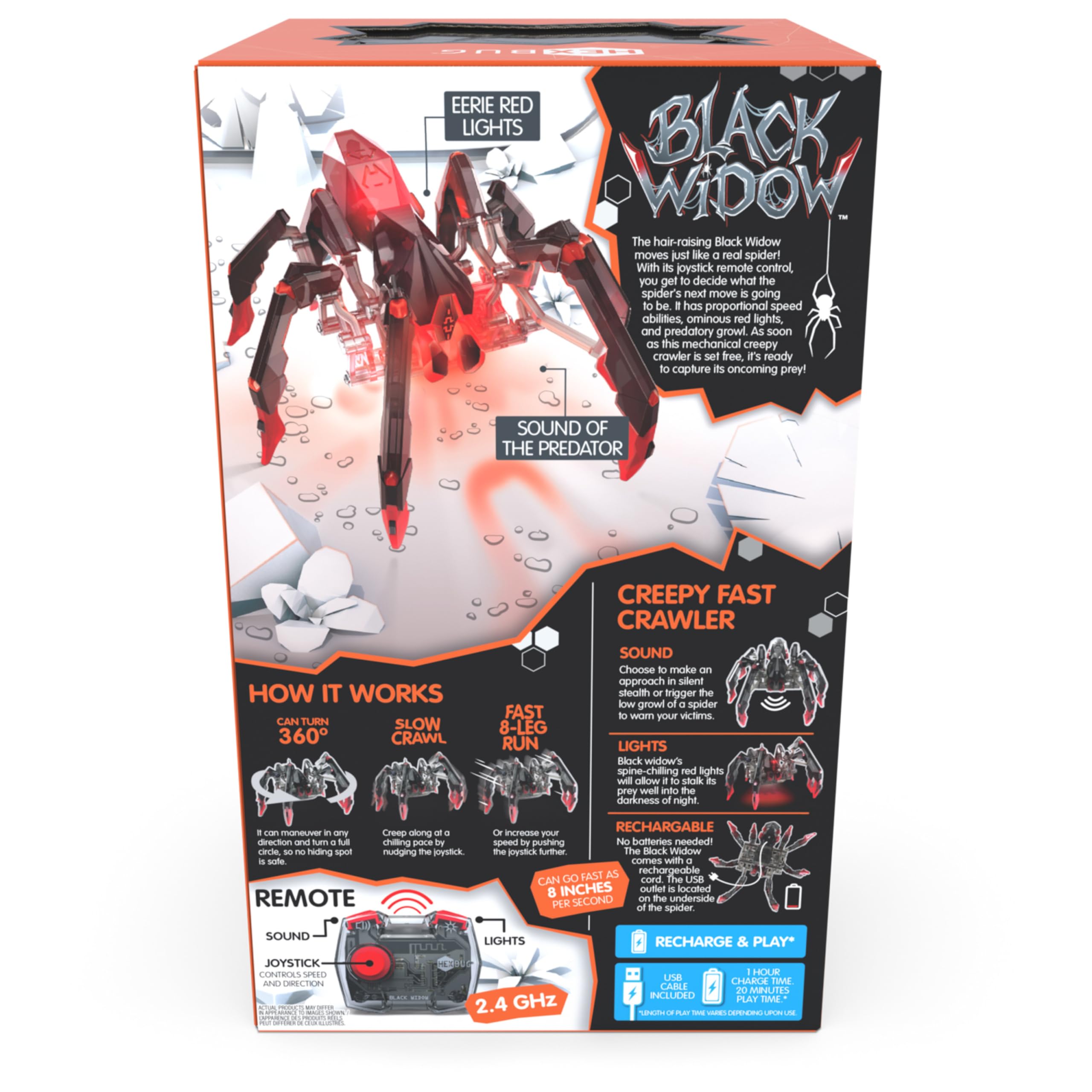 HEXBUG Remote Control Black Widow - Rechargeable Robotic Spider Toy for Kids Ages 8+, STEM Educational Toy with Adjustable Features for Boys & Girls | Perfect for Indoor Play, STEM Learning & Halloween Costume Accessory