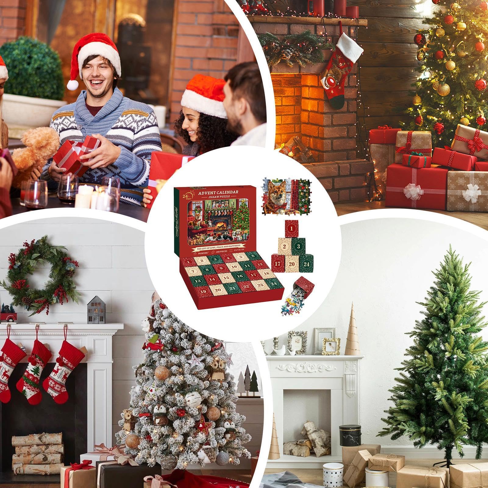 Christmas Advent Calendar Puzzle - 24-Day Dog Themed Advent Puzzle with 1000 Pieces - Festive Holiday Countdown Puzzle for Adults & Families - Perfect for Christmas Decorations & Holiday Gift Giving
