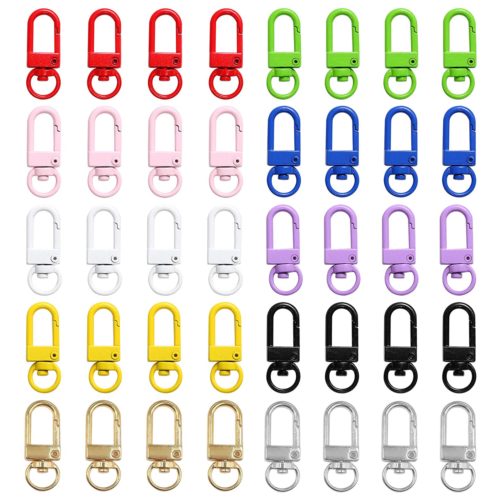 40pcs Swivel Snap Hooks for Jewelry Making & Keychains - 10 Colors