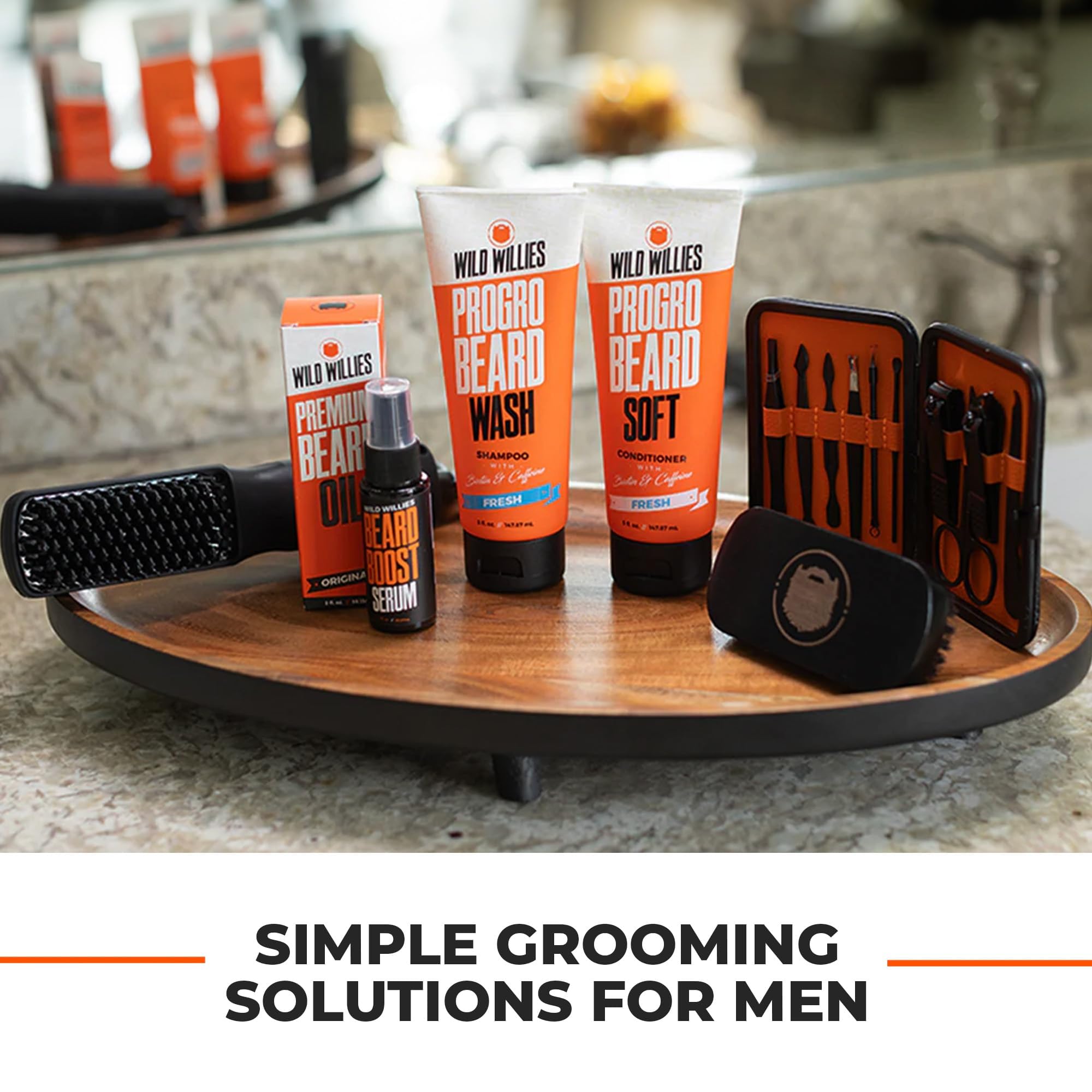 Wild Willies Beard Shampoo & Conditioner Set - Biotin & Caffeine Enriched for Beard Growth & Hydration, 4oz - Softens & Strengthens Facial Hair for Daily Grooming & Styling