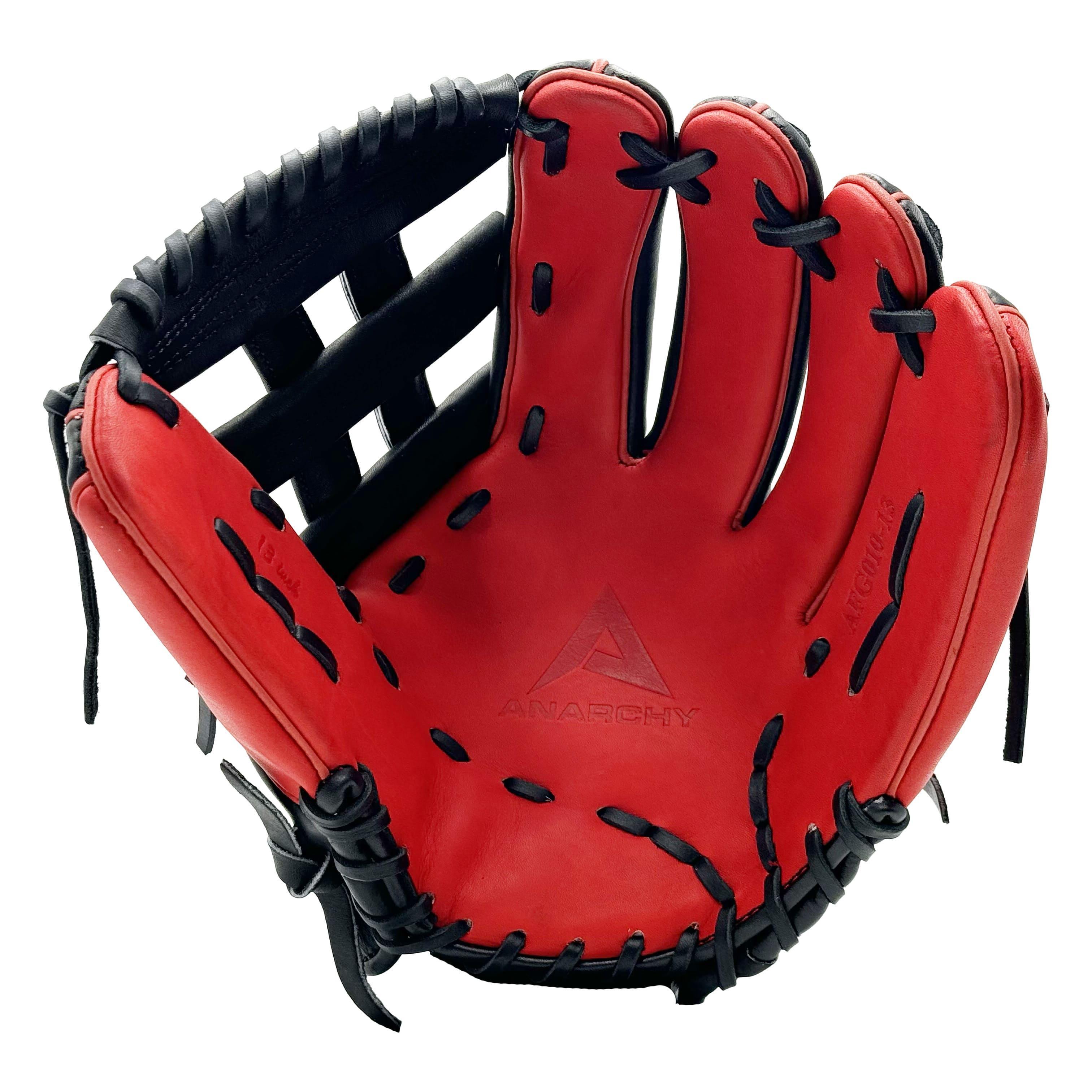 Premium Anarchy Kip Leather Softball Fielding Glove AFG010 (Black/Red) - High Performance Baseball Glove for Outfield & Infield Players, Perfect for Training & Competitive Games
