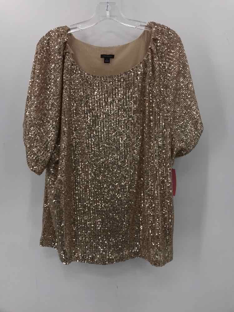 Vintage Ann Taylor Gold Sequin Blouse Size XL - Elegant Party Wear for Women, Perfect for Holiday Gatherings & Evening Events