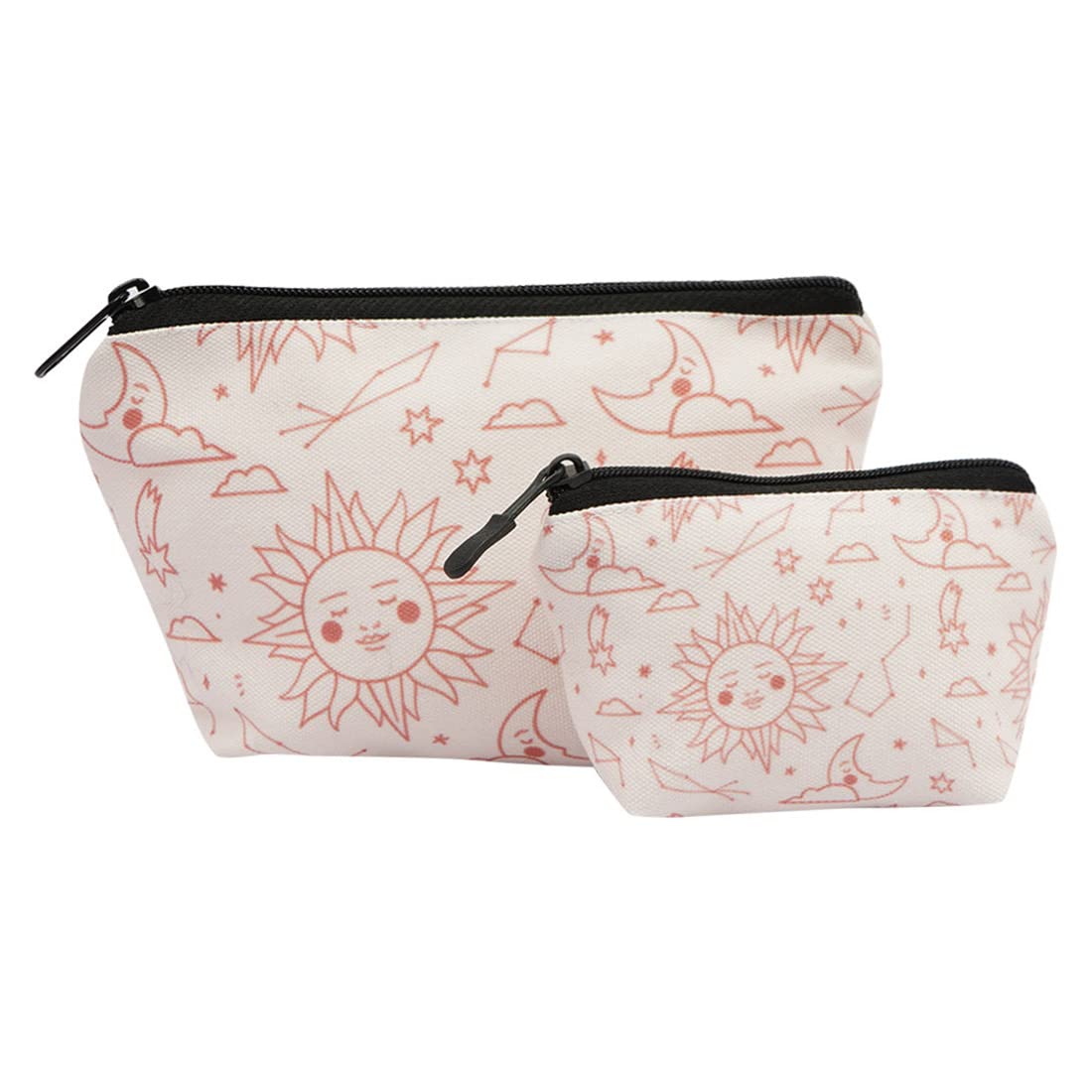 Crazyify Printed Makeup Bag Set of 2 - Waterproof Travel Cosmetic Organizer for Women | Perfect for Toiletries, Makeup Brushes & Travel Essentials | Great Gift for Her