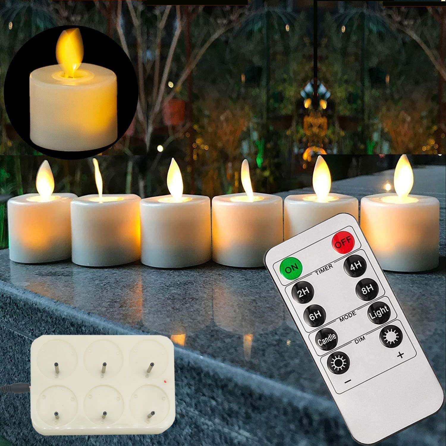 Rechargeable LED Tea Light Candles with Remote Control & Timer - Battery Operated Flameless Votive Candles for Wedding, Party, Home Decor - Perfect for Outdoor, Table, and Holiday Decorations