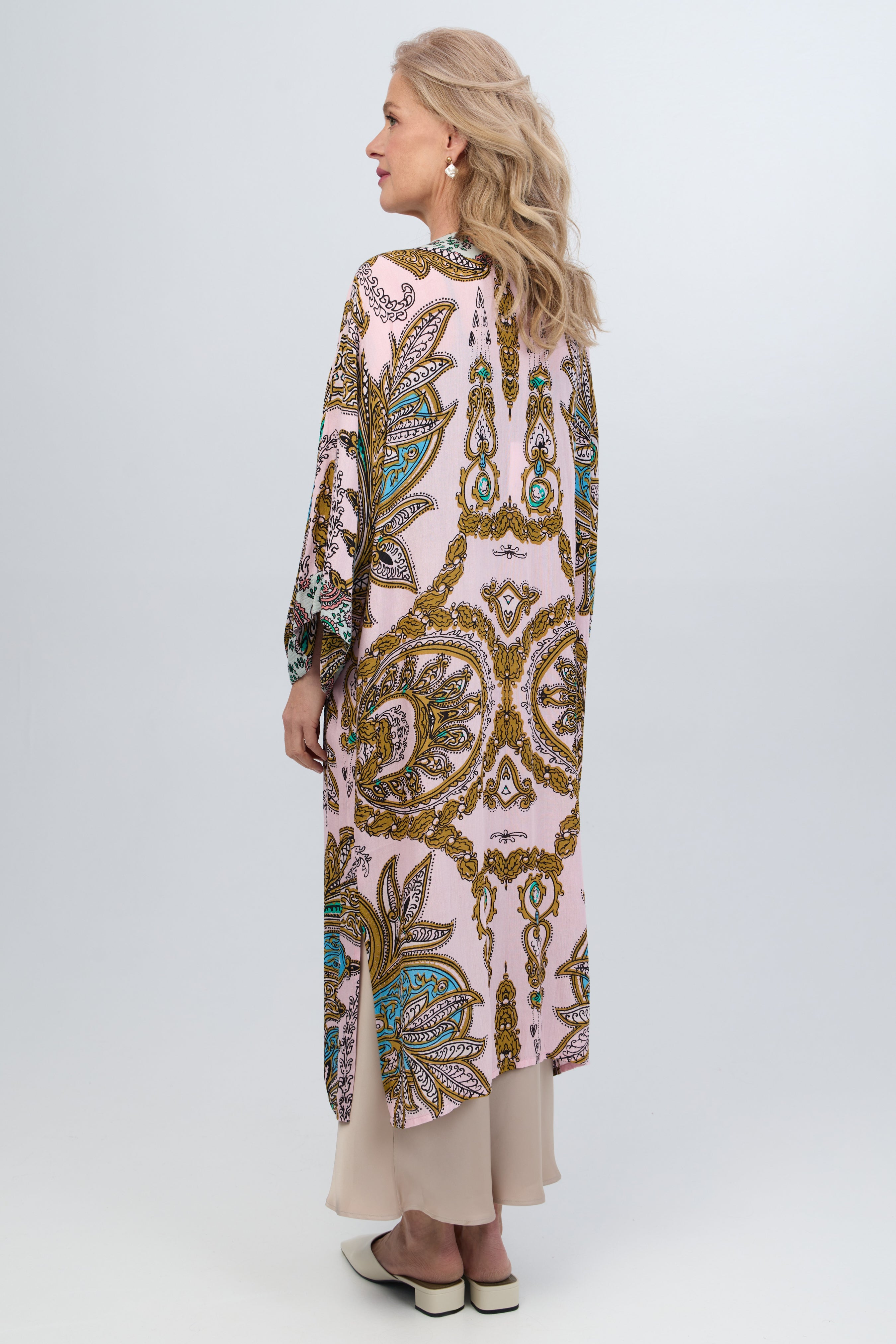 Stylish Multicolor Paisley Kimono Duster Cardigan - Lightweight Long Open Front Cover Up for Women - Perfect for Beach, Vacation & Boho Fashion
