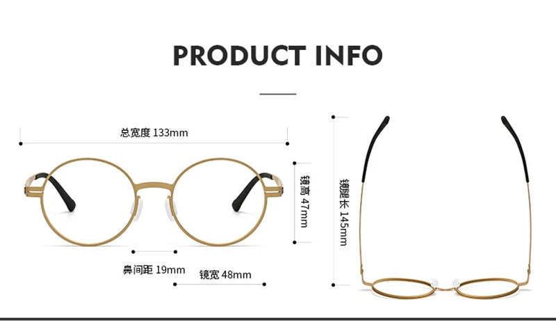 Stylish Black Titanium Round Eyeglasses for Women - Lightweight Full Rim Frame S80996 | Perfect for Office, Reading & Everyday Wear