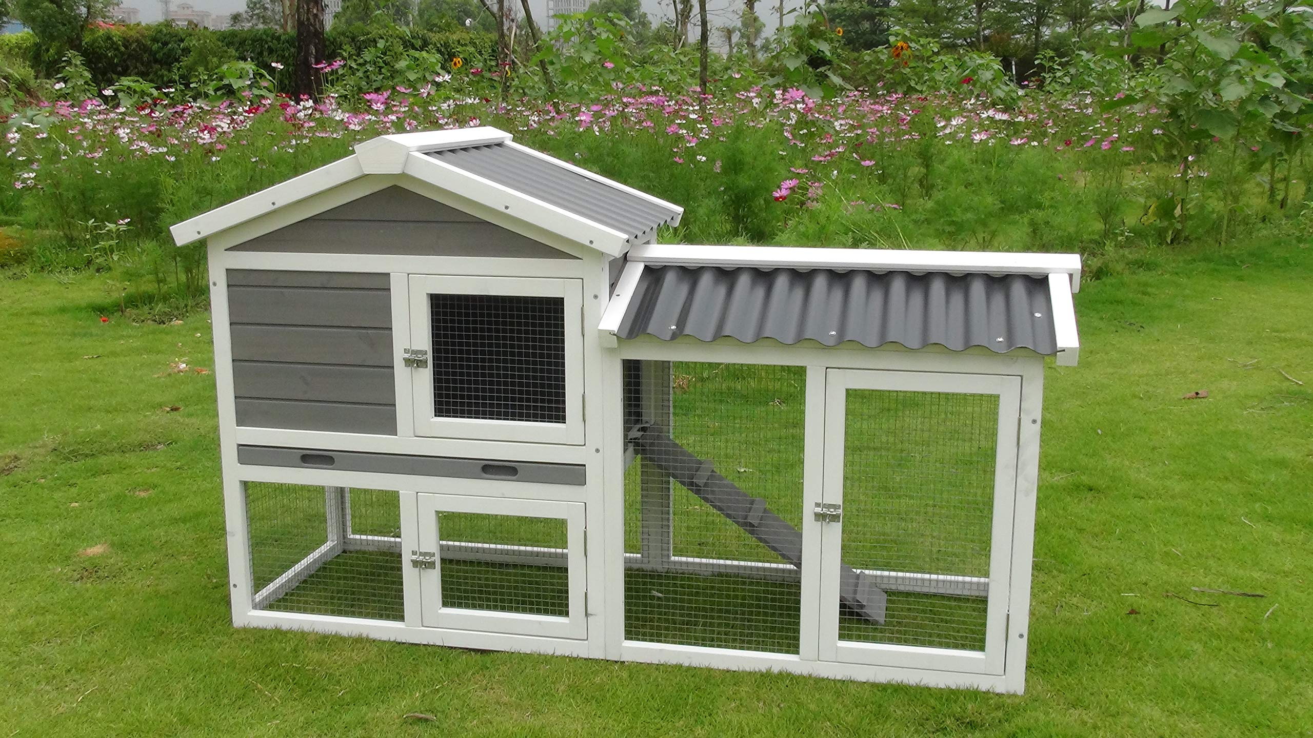 Premium Wooden Rabbit Hutch - Durable Bunny House & Chicken Coop for Indoor/Outdoor Use - Ideal for Small Pets Like Rabbits, Guinea Pigs, and Chicks