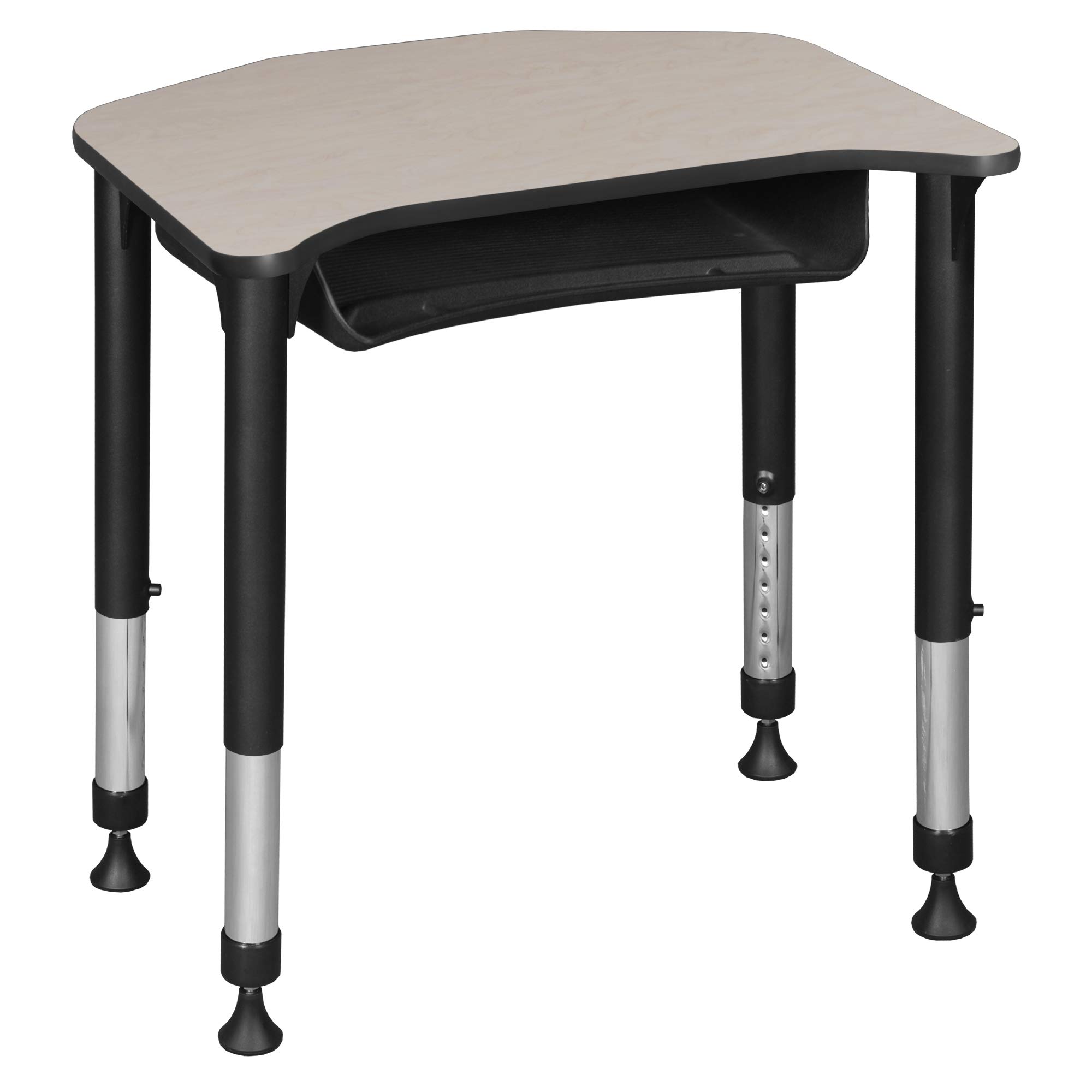 Regency Ferris Height Adjustable Student Desk with Storage - 26x24 Inch Maple Study Desk for Kids & Teens - Perfect for Homeschooling, Dorm Rooms & Small Spaces