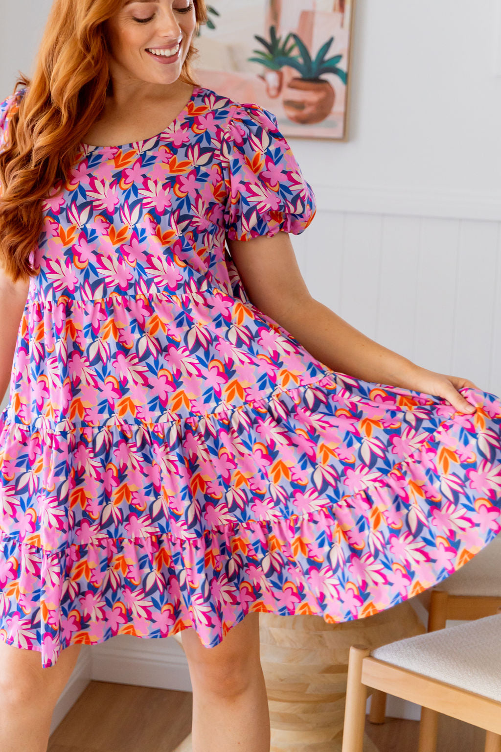 Greta Party Dress in Pink Garden - Elegant Floral Women's Dress for Weddings, Parties & Special Occasions