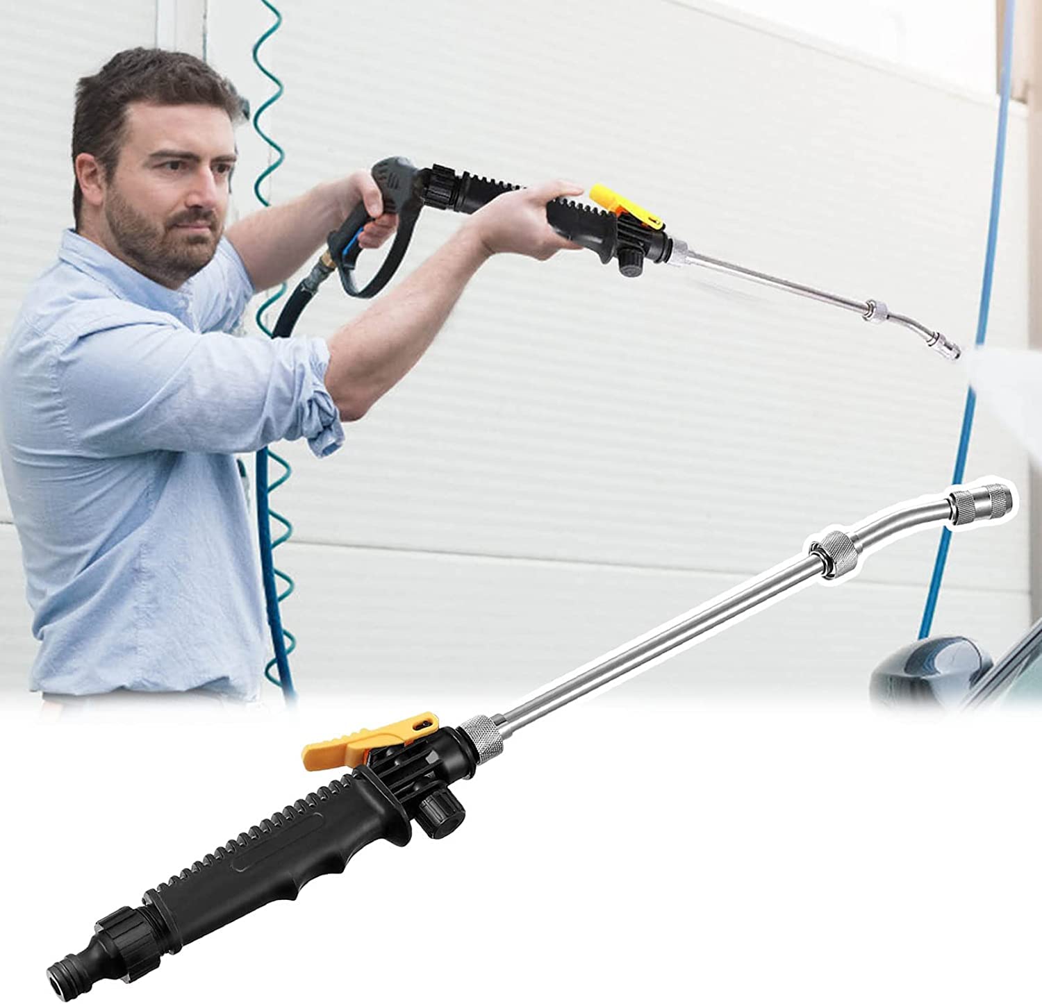 2-in-1 High Pressure Power Washer Wand | 48CM Portable Pressure Washer Nozzle for Car Washing & Garden Cleaning | Heavy-Duty Hose Attachment for Patio, Driveway & Outdoor Cleaning