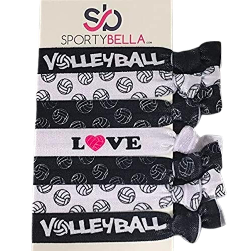 Volleyball Hair Ties for Girls - No Crease Hair Elastics Gift Set - Perfect for Volleyball Practice, Games & Sports Accessories