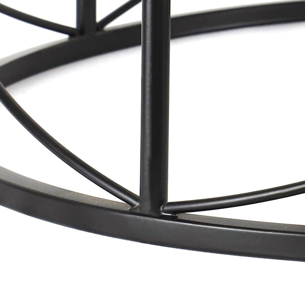 DLLT 4-Light Black Round Pendant Lighting Fixture - 18 Inch Industrial Metal Drum Cage Chandelier - Farmhouse Hanging Light for Dining Room Kitchen Living Room Bedroom Hallway - Perfect for Rustic Home Decor & Modern Interior Design