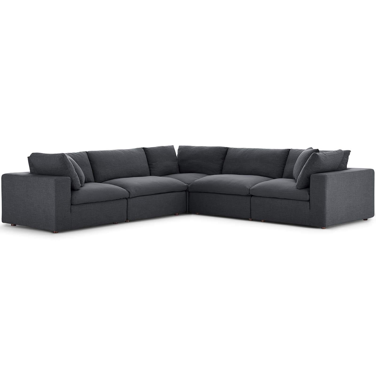 Modern Contemporary Urban Design Fabric Sectional Sofa Set for Living Room, Lounge & Club Lobby - Gray Sofa for Comfortable Seating & Stylish Home Decor