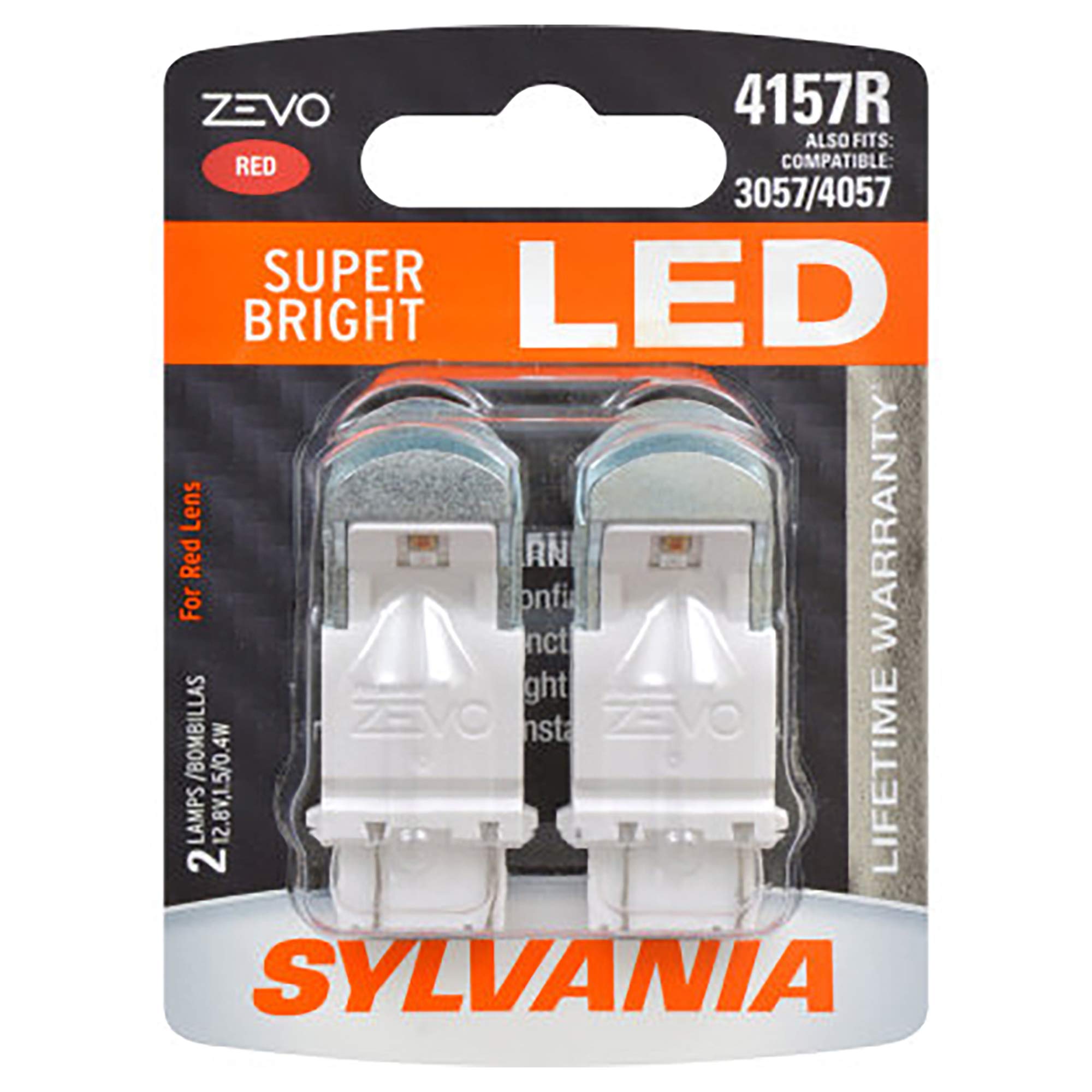 SYLVANIA 4157 ZEVO Red LED Bulbs - Bright Stop/Tail Lights (2-Pack) for Cars & Trucks