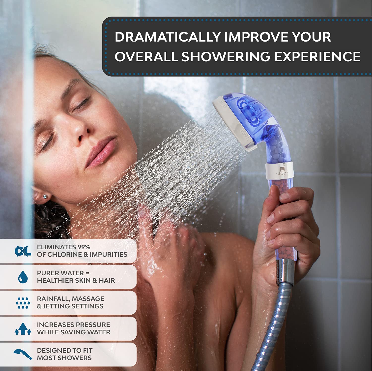 High Pressure Ionic Shower Head with Filter - Chrome Finish for Hard Water & Skin Hydration - Perfect for Bathroom, Spa & Relaxation at Home