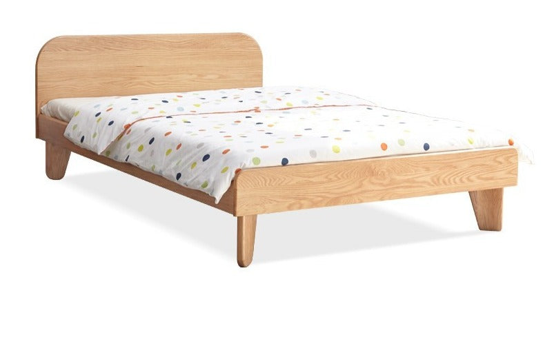 Solid Oak Wood Kids Bed - Sturdy & Safe Toddler Bed Frame for Boys & Girls - Perfect for Nursery, Bedroom, or Playroom